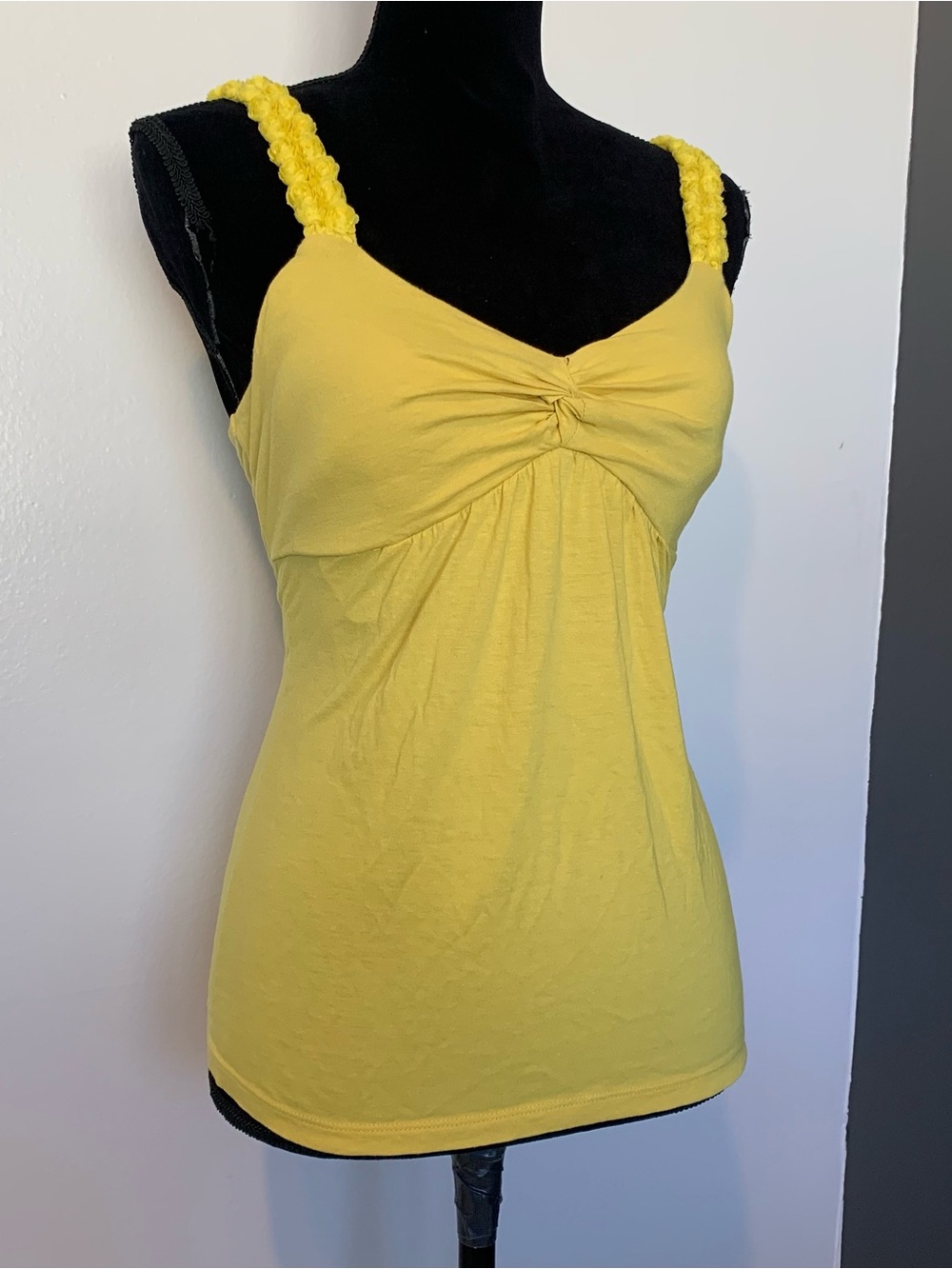 Elle Yellow Ruched Braided-Strap Camisole